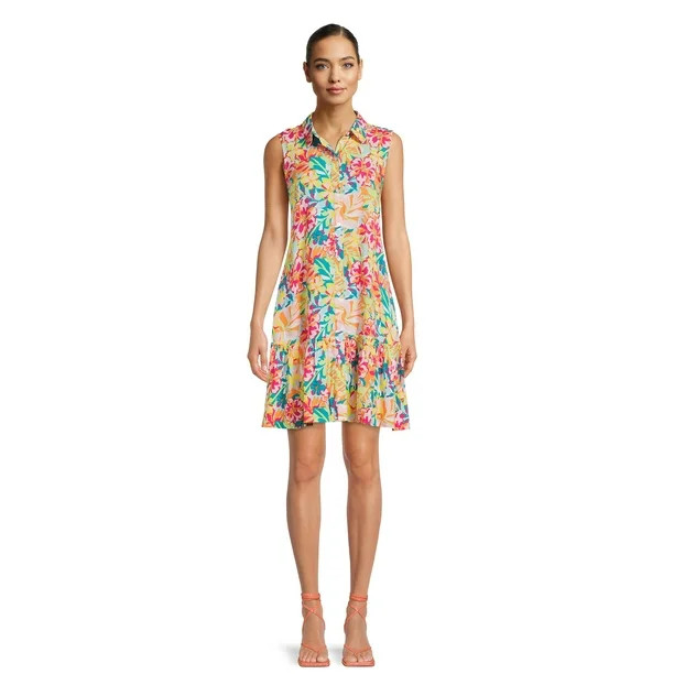 Time and Tru Women's Sleeveless Shirt Dress | Walmart (US)