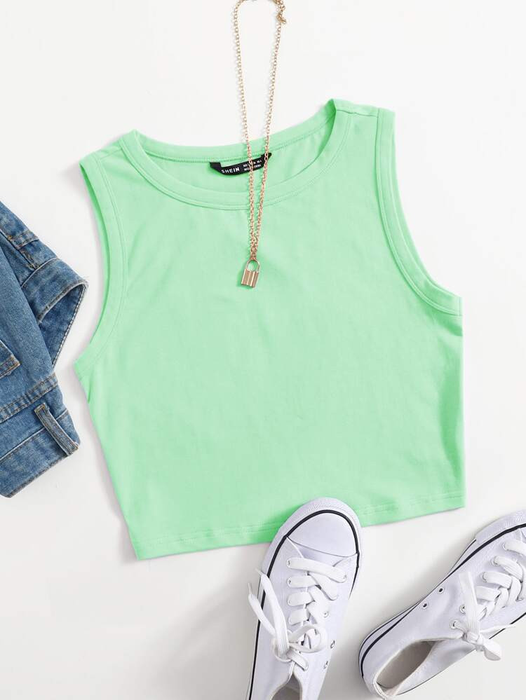SHEIN EZwear Solid Crop Tank Top | SHEIN