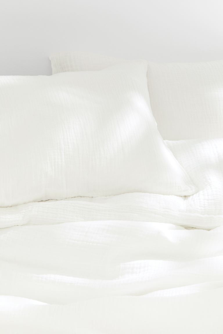 Muslin King/Queen Duvet Cover Set - White - Home All | H&M US | H&M (US + CA)