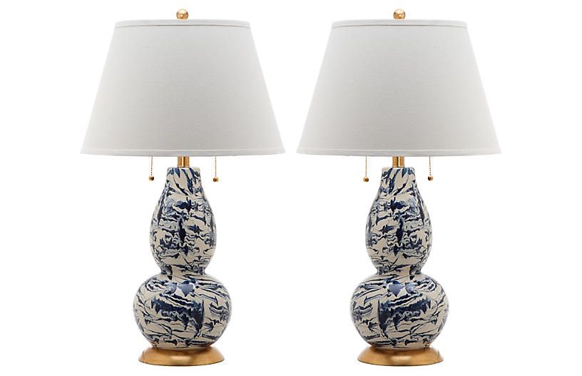 S/2 Libby Table Lamps, Navy | One Kings Lane