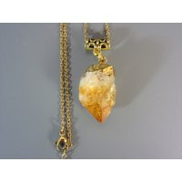 Citrine Quartz Crystal Point Pendant Necklace | Etsy (US)