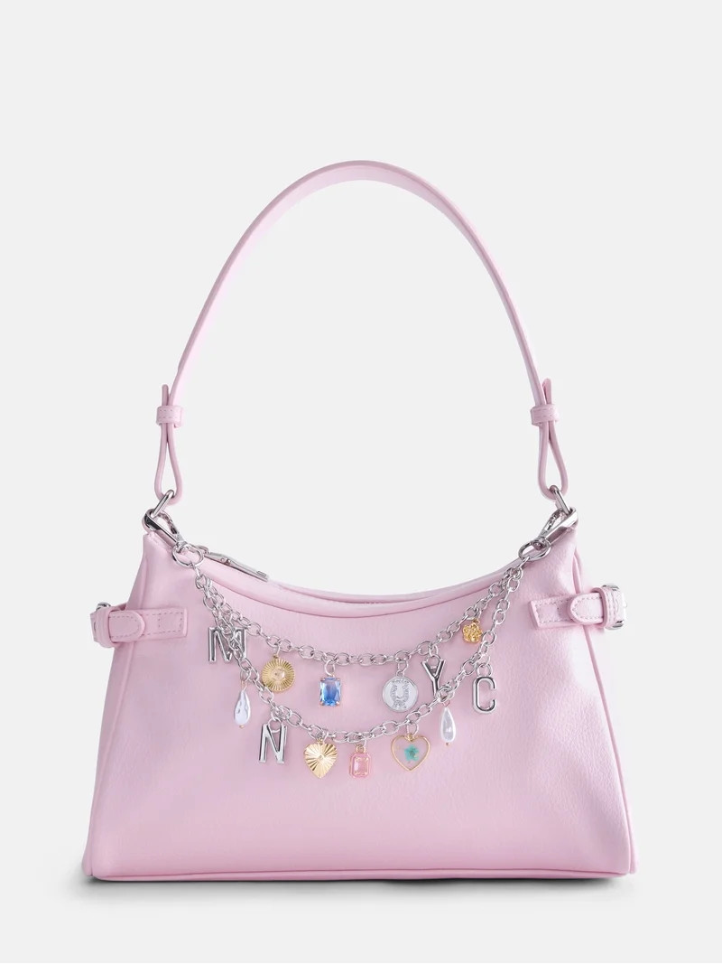 Madden NYC Women\u2019s Shoulder Bag with Charm, Pink | Walmart (US)