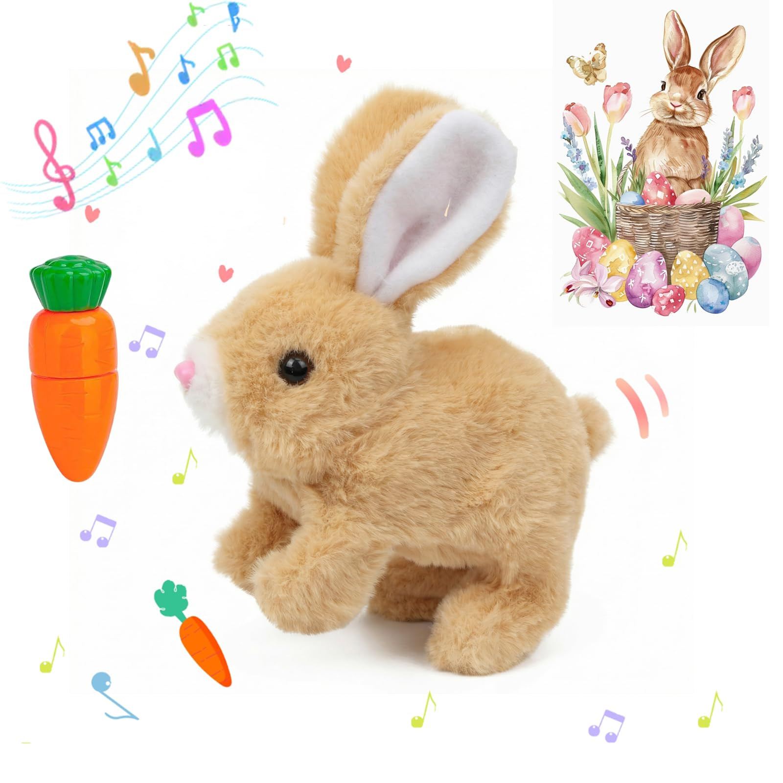 Easter Bunny Toy Hopping Walking, Wiggling Ears, Twitching Mouth and Nose, Educational Interactiv... | Amazon (US)