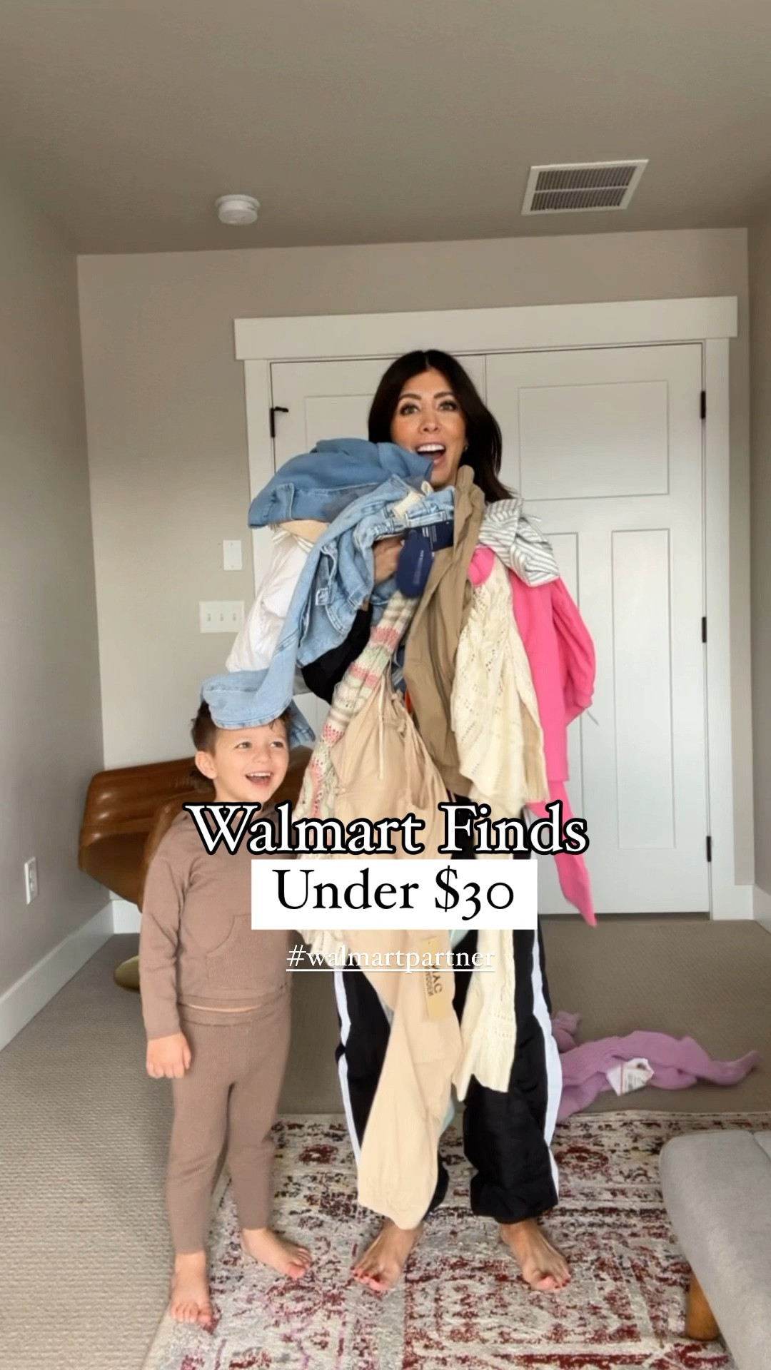 I found the best @walmart spring finds for me and my cute sidekick! And they’re all under $30 👏🏼 #walmartpartner 
Sizing:
1st look: black and white tracksuit! I’m wearing the size xs (tts)
2nd look: crochet top size xs (tts) 
Jeans size 1 (size down)
3rd look: pink sweatshirt size small (I went up a size for an oversized look) and jeans size 1 
4th look; Dress xs (size down)
#walmartfashion @walmartfashion

#LTKfindsunder50 #LTKSeasonal #LTKVideo