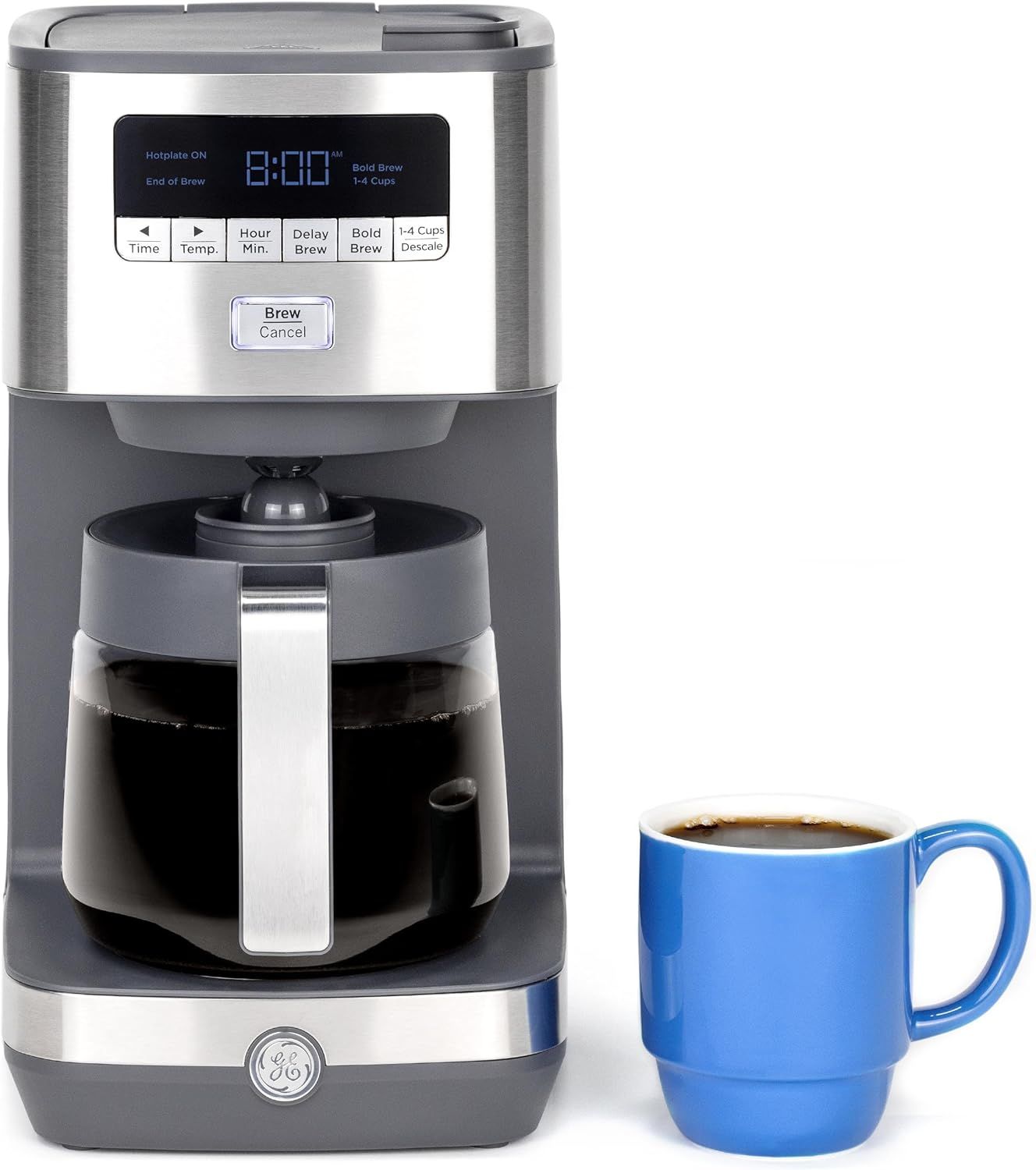 GE Drip Coffee Maker With Timer | 12-Cup Glass Carafe Coffee Pot With Adjustable Keep Warm Plate ... | Amazon (US)