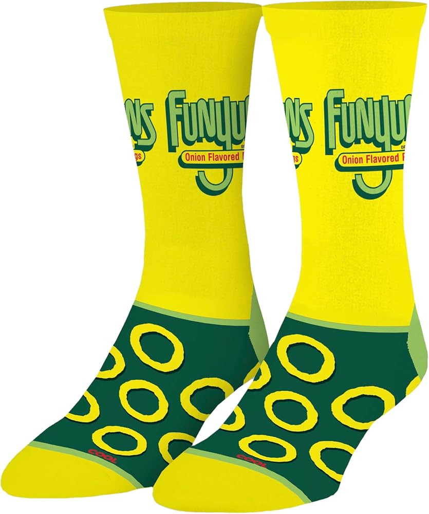 Cool Socks - Funyuns Onion Flavored RIngs Crew Sock - Fun Graphic Snack Design Novelty Sock - Siz... | Amazon (US)