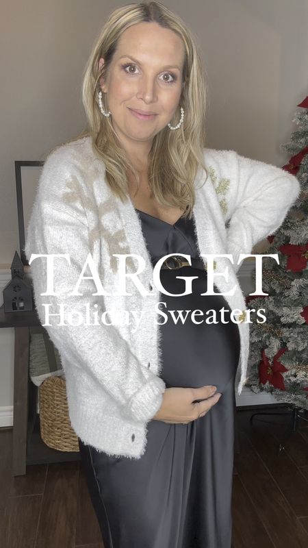 30% off these holiday sweaters at Target through Saturday!! I sized up to a medium in both at 35+ weeks pregnant. My slip dress is also from Target and so are my heels!! 

Holiday dress, holiday outfits, Target style, Christmas outfit 

#LTKbump #LTKSeasonal #LTKHoliday