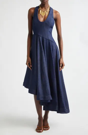 Kindred Spirit Asymmetric Scoop Neck Cotton Denim Dress | Nordstrom