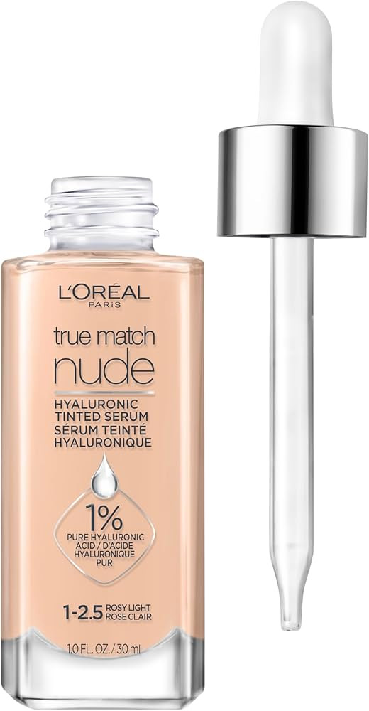 L'Oreal Paris True Match Nude Hyaluronic Tinted Serum Foundation with 1% Hyaluronic acid, Rosy Li... | Amazon (US)