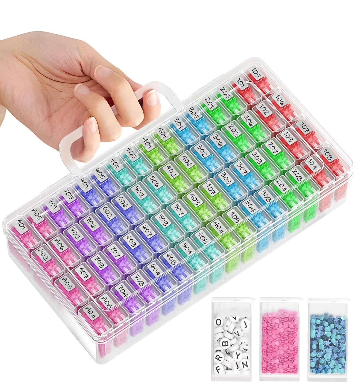 ARTDOT Diamond Painting Storage Containers, Diamond Art Portable Bead Storage Organizer 64 Gird D... | Amazon (US)