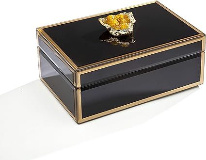 Philip Whitney Jewelry Box Storage Organizer, Black Gold Trim with Amber Geode - 8"x 5" | Amazon (US)