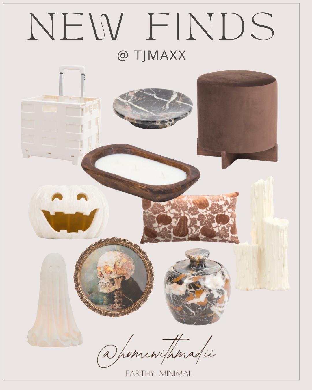 Fun Fall Finds @ TJMaxx 😍🤎🎃

doughbowl candle, framed floral skull wall art, neutral Halloween, velvet Fall pillow, round dark marble tray

#LTKHome #LTKSeasonal