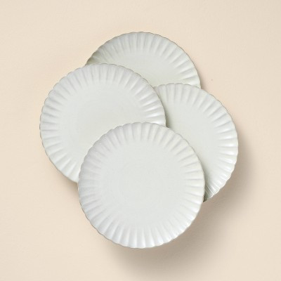 4pk 8.5" Scalloped Edge Stoneware Salad Plates Cream - Hearth & Hand™ with Magnolia | Target