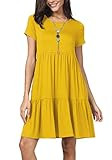 levaca Womens Summer Loose Casual T Shirt Short Dresses Yellow S | Amazon (US)