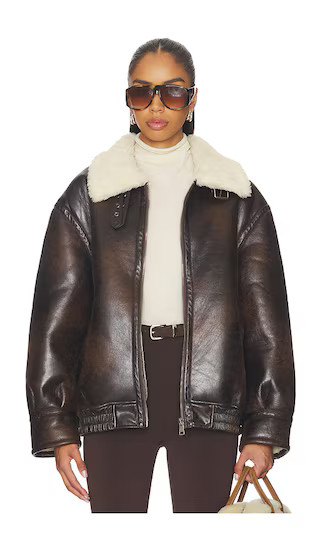 Georgiana Faux Leather Jacket in Brown | Revolve Clothing (Global)