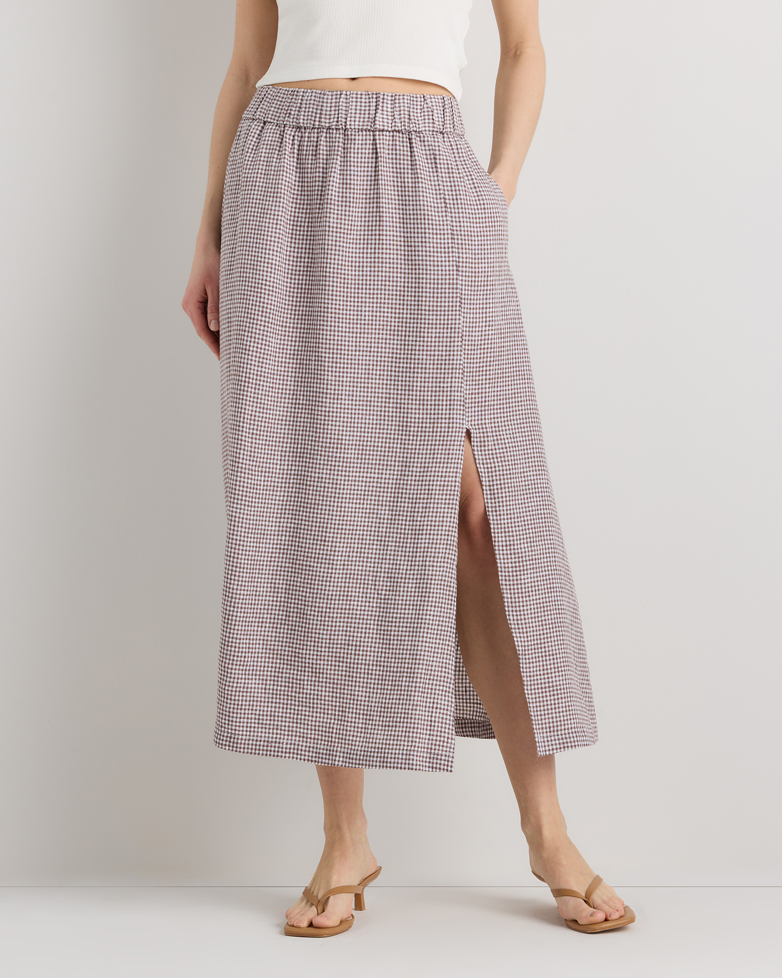 Quince | Women's 100% European Linen Maxi Skirt in Chocolate, Size Medium | Quince