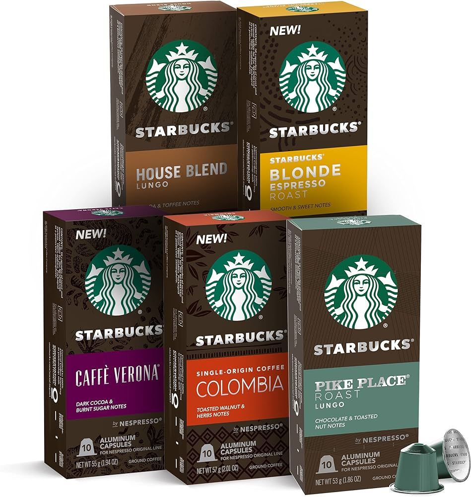 Starbucks by Nespresso Variety Pack Coffee (50-count single serve capsules, compatible with Nespr... | Amazon (US)