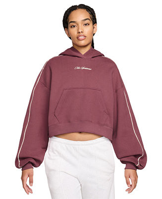 Women's Studio Fleece Oversized Scallop-Trim Hoodie | Macy's