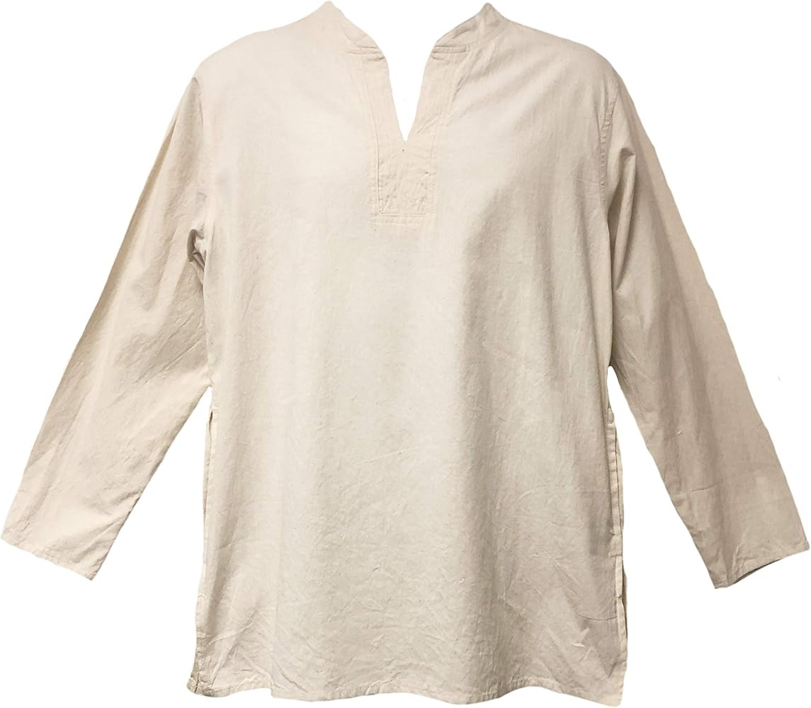 Yak & Yeti Tunic Hand-loomed Cotton Kurta Split Neck Shirt | Amazon (US)