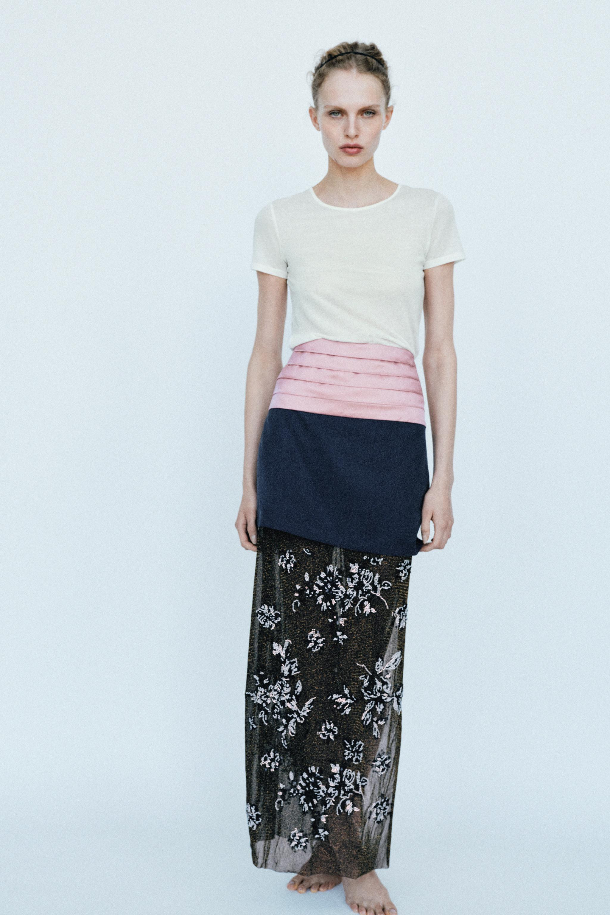 BEADED COMBINATION SKIRT | Zara US