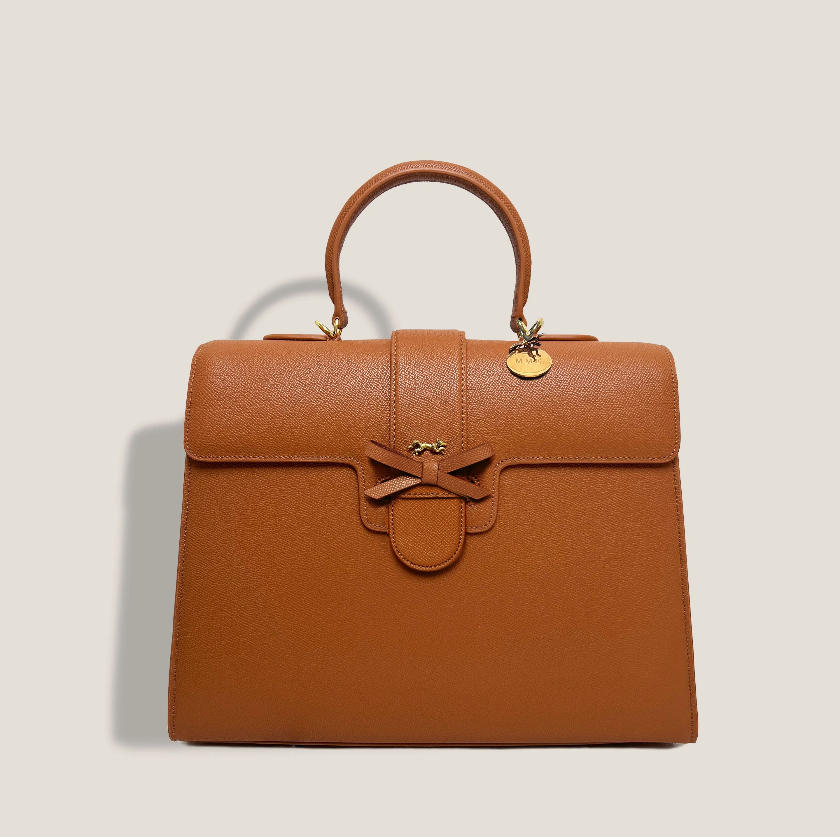 THE CARLTON BOW BAG in COGNAC* | MME.MINK