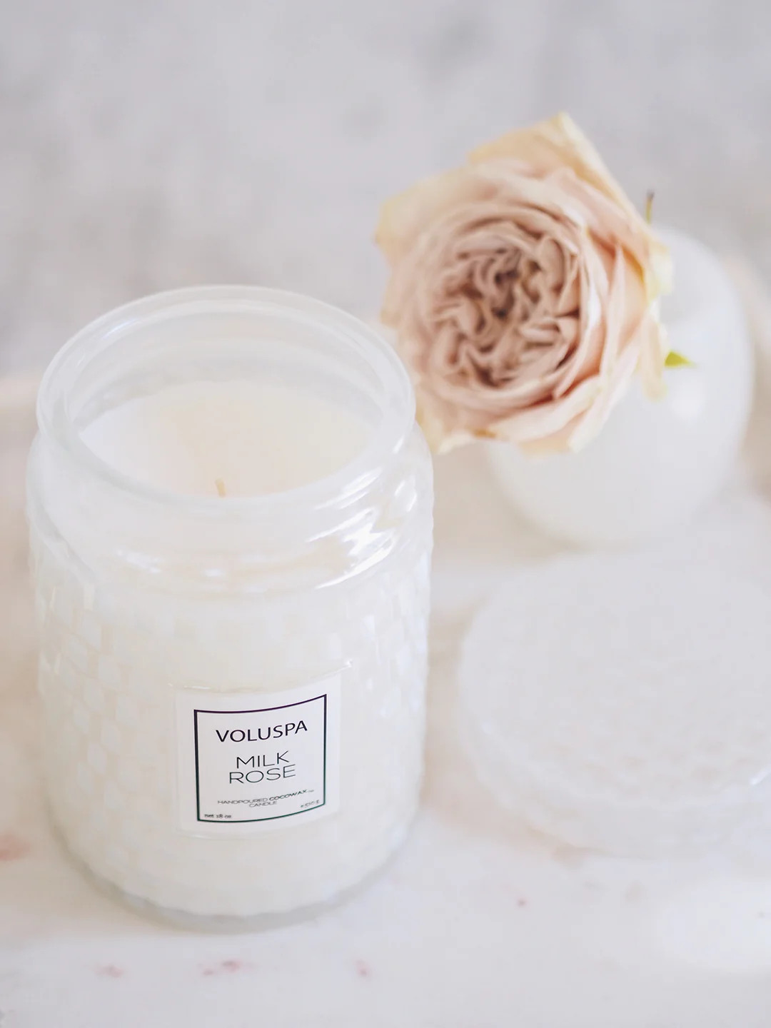 Milk Rose Glass Jar Candle | Large | The Cross Decor & Design