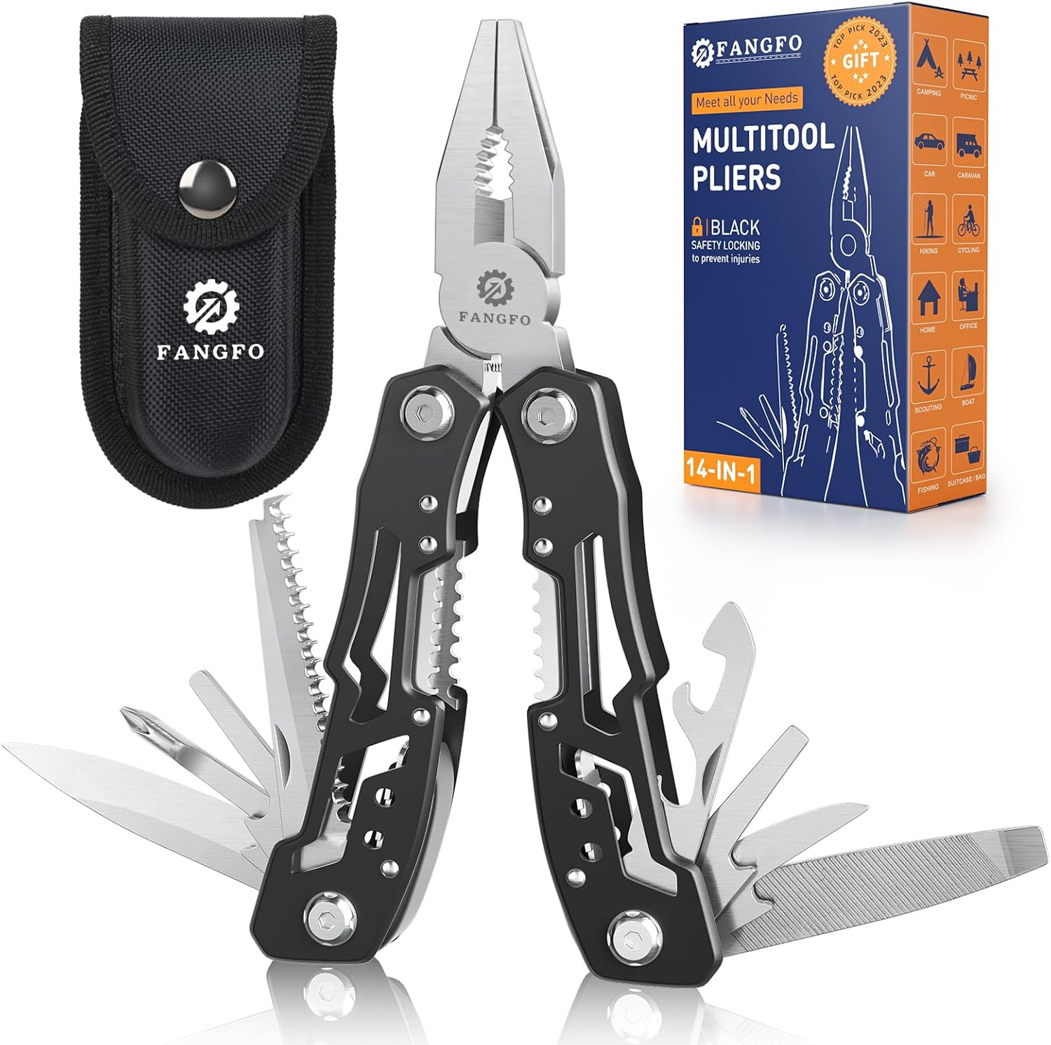 14-In-1 Multitool with Safety Locking, Professional Stainless Steel Multitool Pliers Pocket Knife... | Amazon (US)