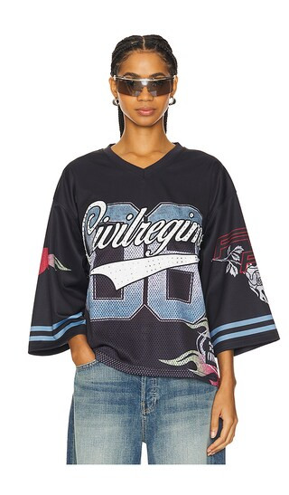 Football Jersey in Black | Revolve Clothing (Global)