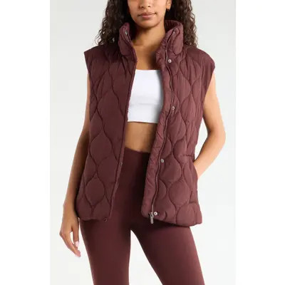 Zella Skyline Belted Puffer Vest in Brown Ristretto at Nordstrom, Size X-Small | Nordstrom