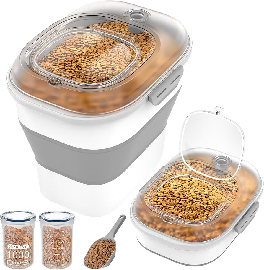 32-35 Lbs Dog Food Storage Container,Collapsible Dog Food Container with Transparent Airtight Lid... | Amazon (US)