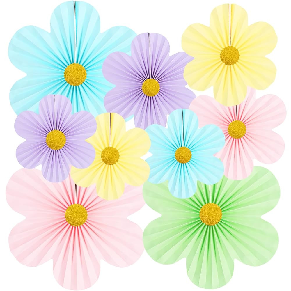 Pastel Party Decorations Paper Flowers Decorations for Wall Classroom Paper Fans Floral Backdrop ... | Amazon (US)
