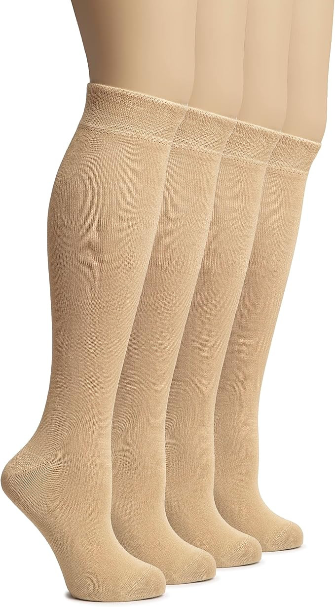 Hugh Ugoli Women's Bamboo Knee High Socks | Comfort Seam Long Dress Socks, Soft & Lightweight | S... | Amazon (US)