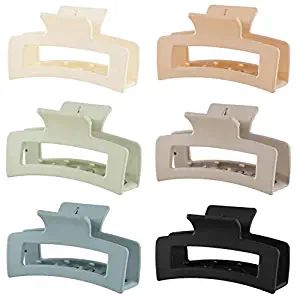 6 Pack Square Claw Clips, Big Hair Claw Clips for Women Girls, 4.1" Large Non-slip Hair Clips, Re... | Amazon (US)