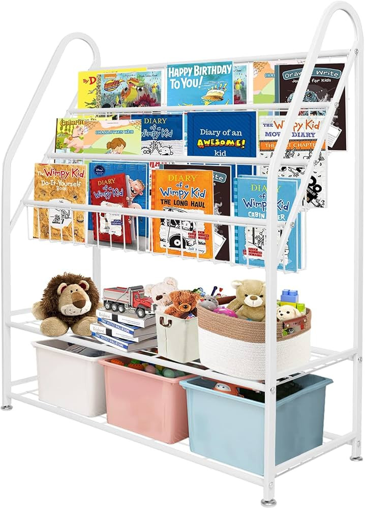 aboxoo Metal Kids Bookshelf Freestanding Bookcase for Children Room 32 in Toy Organizer Large Mod... | Amazon (US)