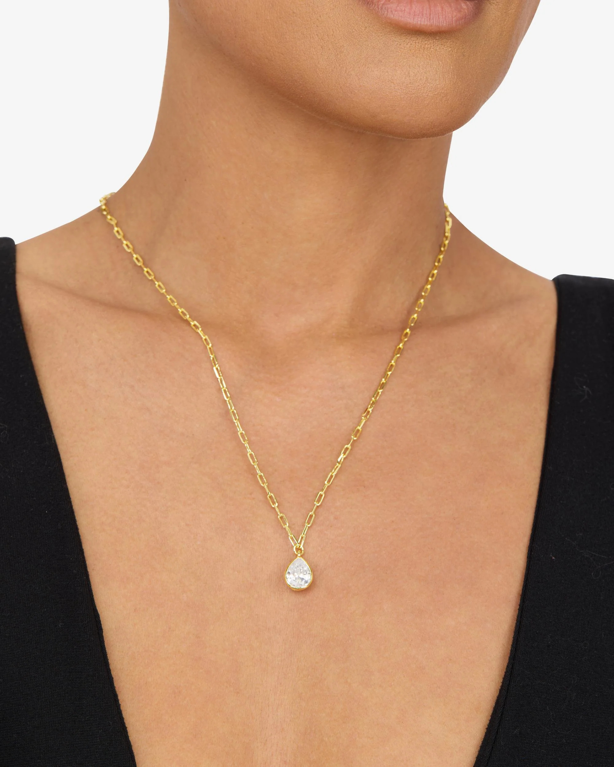 Drop of Perfection Necklace - Gold|White Diamondettes | Melinda Maria Jewelry