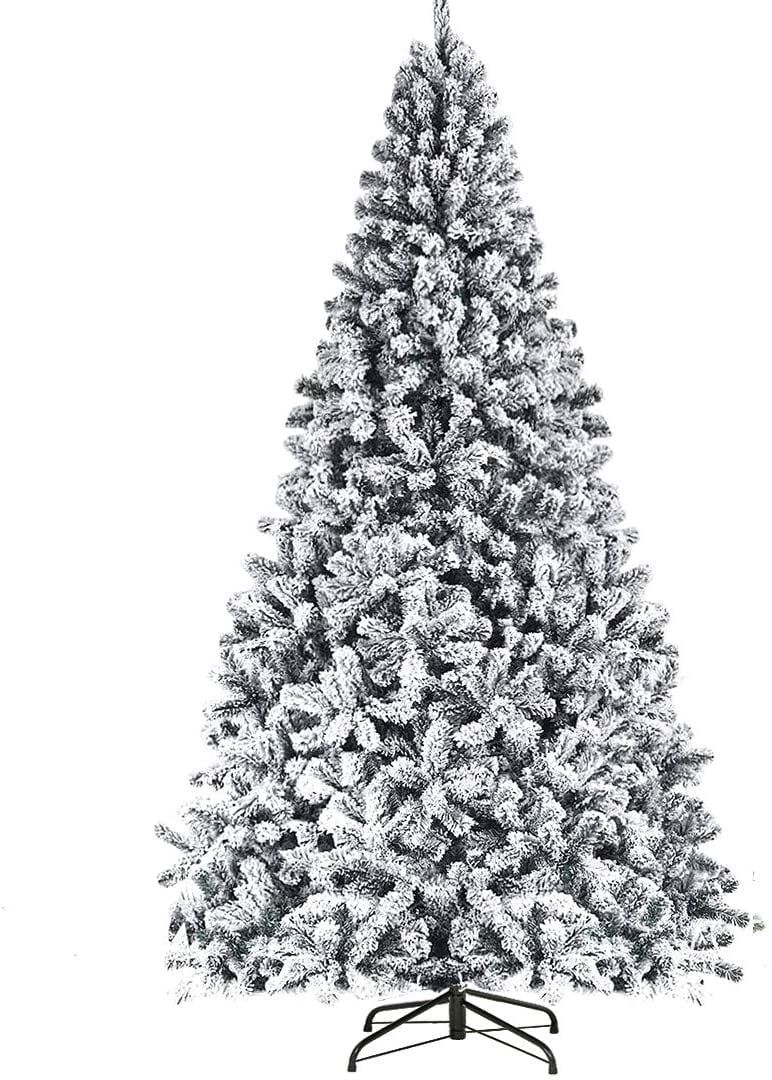 SUNCROWN 7FT Premium Artificial Christmas Tree, Snow Flocked Hinged Pine Tree with Solid Metal St... | Walmart (US)
