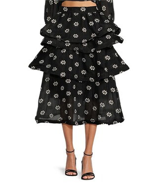 Teagan Tiered Floral Coordinating Midi Skirt | Dillard's