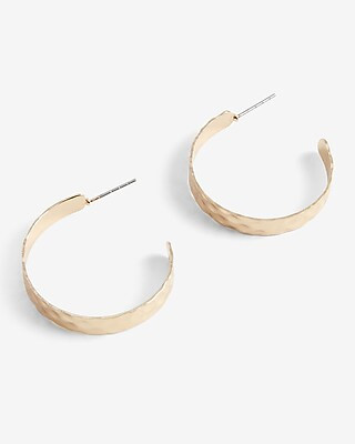 Hammered Gold Open Hoop Earrings | Express
