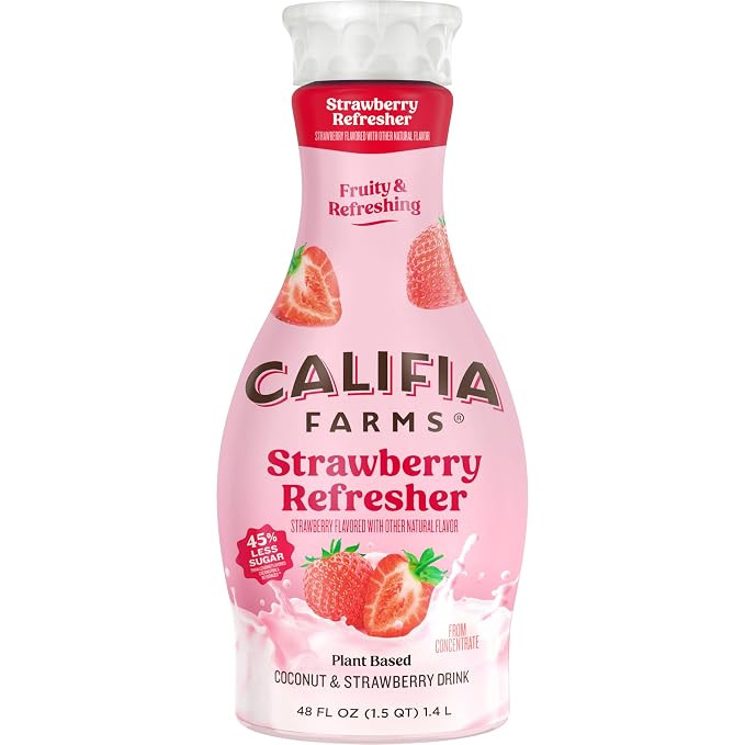 Califia Farms Coconut Milk & Strawberry Juice Refresher, 48 Fl Oz | Amazon (US)