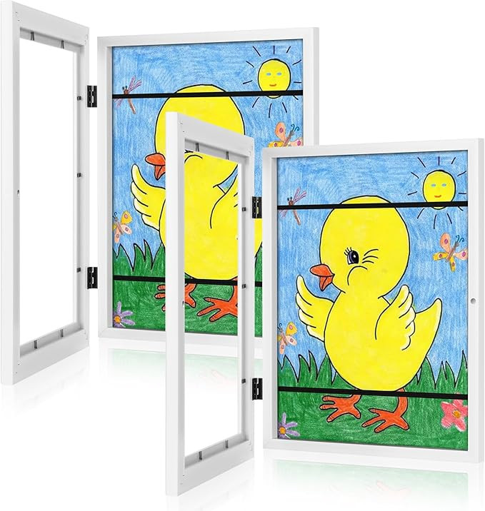 [2Pack] Kids Art Frames, 9x12 Front Opening Kids Artwork Frames Changeable, White Artwork Display... | Amazon (US)