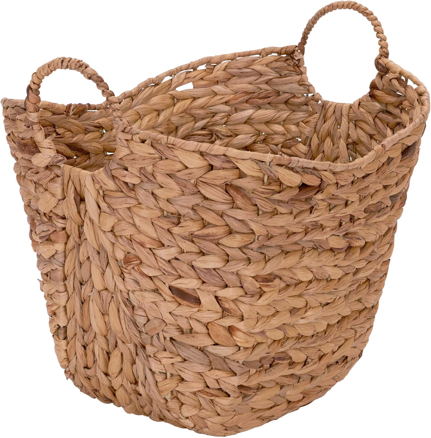 Household Essentials ML-4002 Tall Water Hyacinth Wicker Basket with Handles | Natural, Brown, Nat... | Amazon (US)