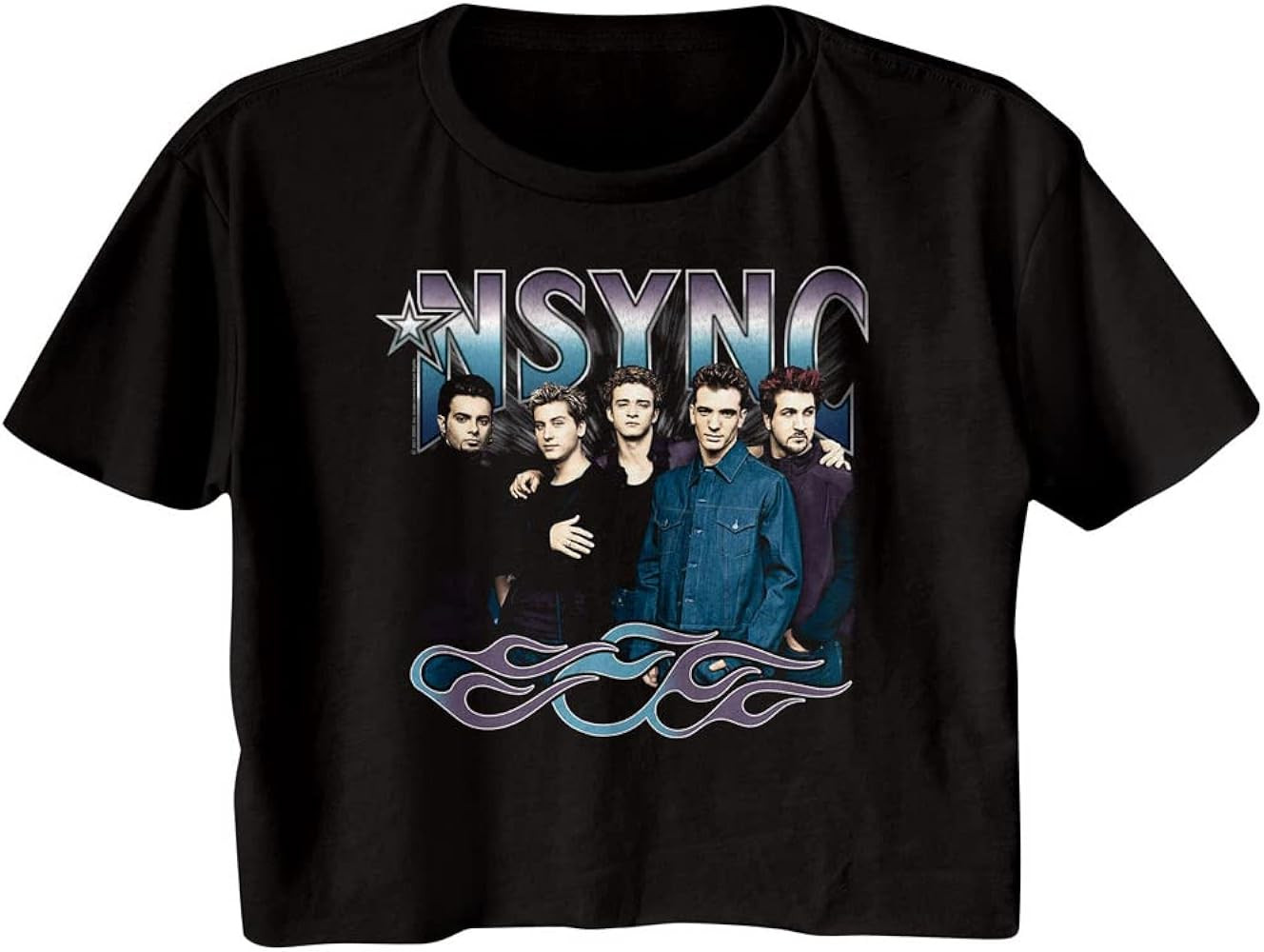 NSYNC T Shirt Cool Tones and Flames Ladies Short Sleeve T Shirts 90s Boy Band Crop Top Womens Sum... | Amazon (US)