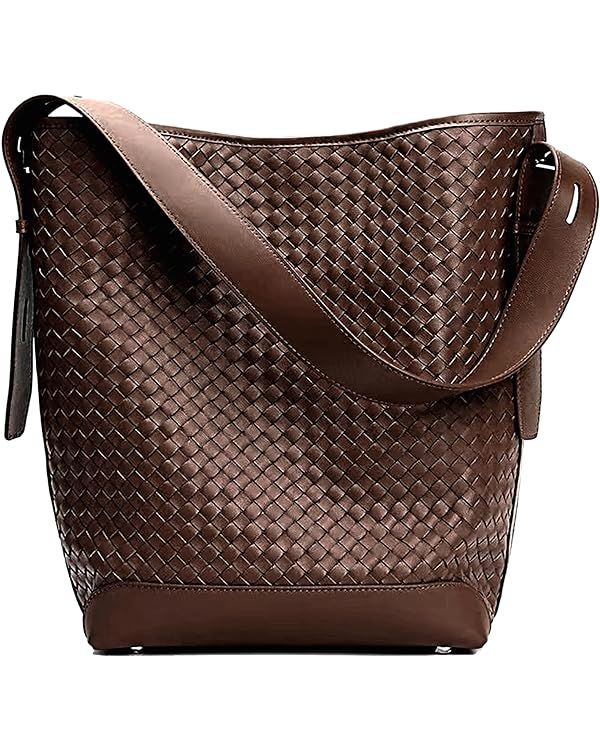 DSGUTWO Large Leather Tote Bag for Women Oversized Woven Bucket Handbag Stylish Travel Purse Eleg... | Amazon (US)