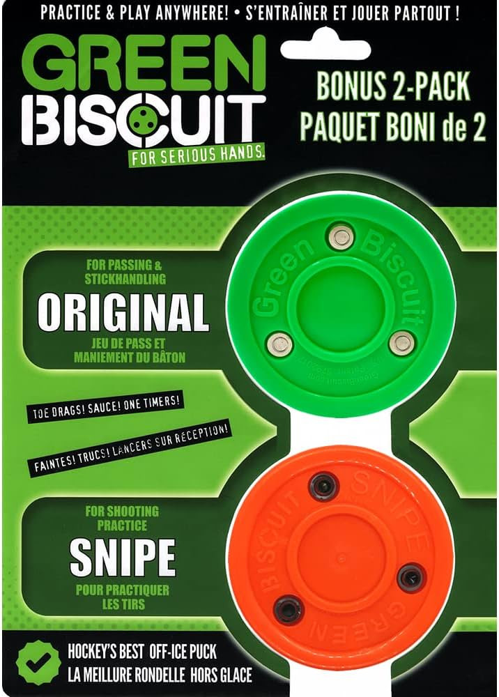 Green Biscuit Hockey Puck 2-Pack, Original, Off Ice Hockey Puck/Snipe, Shooting Street Hockey Puc... | Amazon (US)