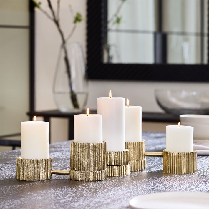 Textured Metal Pillar Candle Holder | West Elm (US)