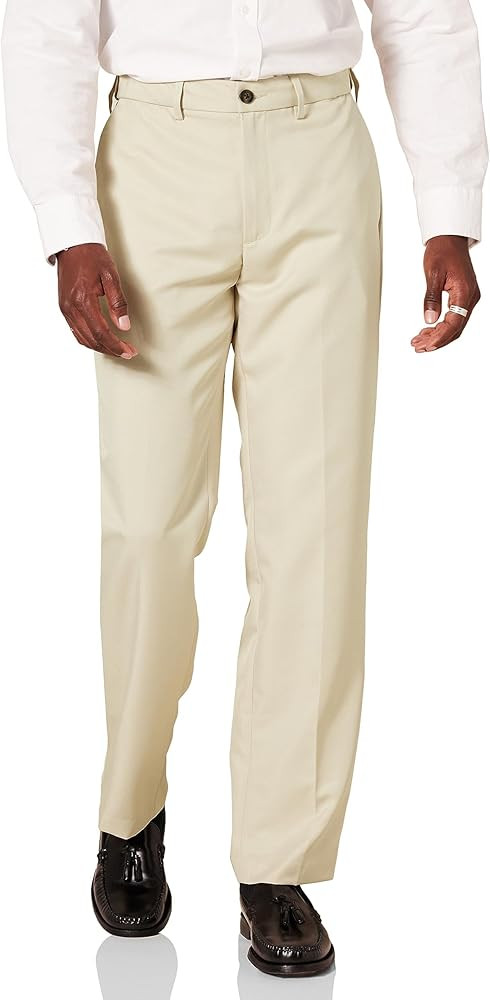 Amazon Essentials Men's Classic-Fit Expandable-Waist Flat-Front Dress Pant | Amazon (US)
