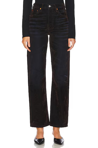 RE/DONE 90s High Rise Loose in Brown Flocked from Revolve.com | Revolve Clothing (Global)