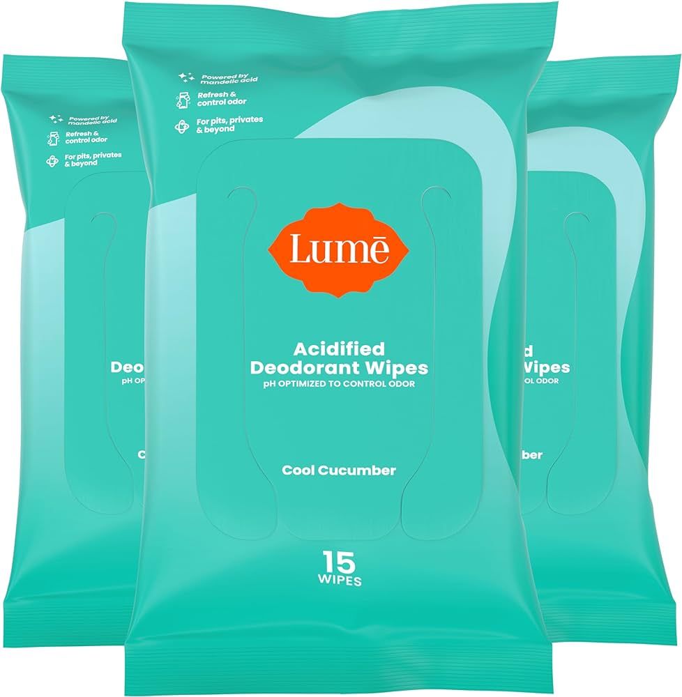 Lume Acidified Deodorant Wipes - 24 Hour Odor Control - Aluminum Free, Baking Soda Free, Skin Saf... | Amazon (US)