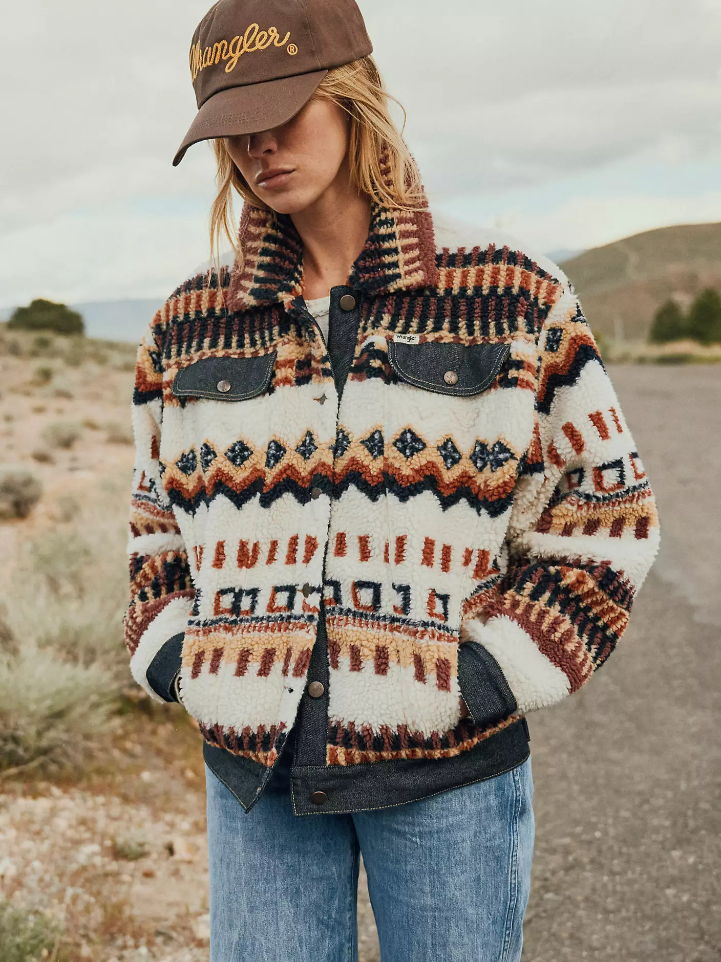 Women’s Denim Sherpa Fair Isle Jacket | Wrangler