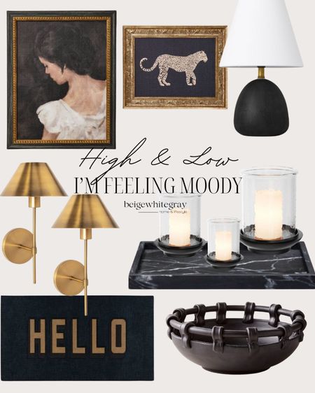 I’m feeling moody! I love adding black into my light and airy home!! Home decor. Black decor. Black and gold decor. Affordable art!! Affordable mini lamp, wall sconces, welcome mat. 

#LTKhome #LTKfindsunder100 #LTKstyletip